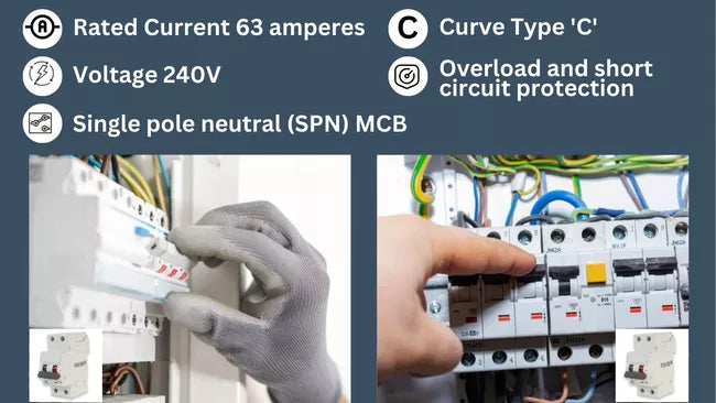 Havells Stadx 63A SPN C Type 240V MCB | Double Pole Circuit Breaker | Rated 240V