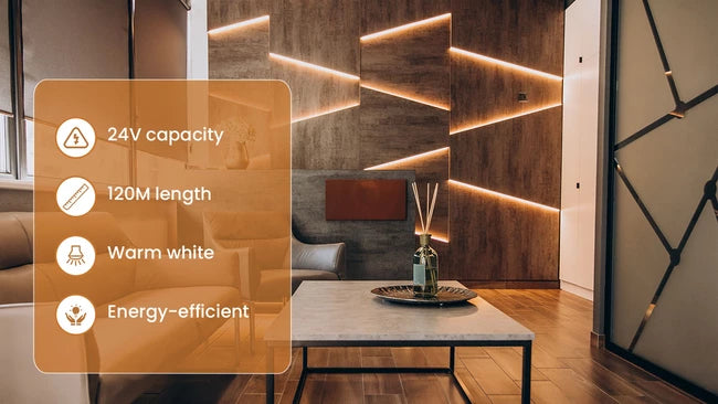 Wipro Garnet LED 24V Strip 2700K Warm White 120 meter | 60W | 600 lm | LED Strip Light