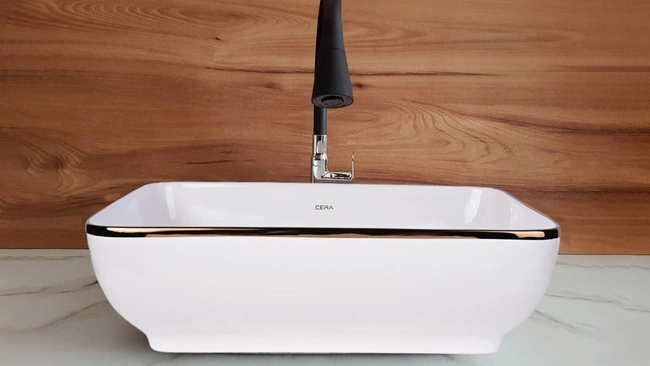 Cera Campa L Table Top Rose Gold Wash Basin | Modern And Stylish Bathroom Sink