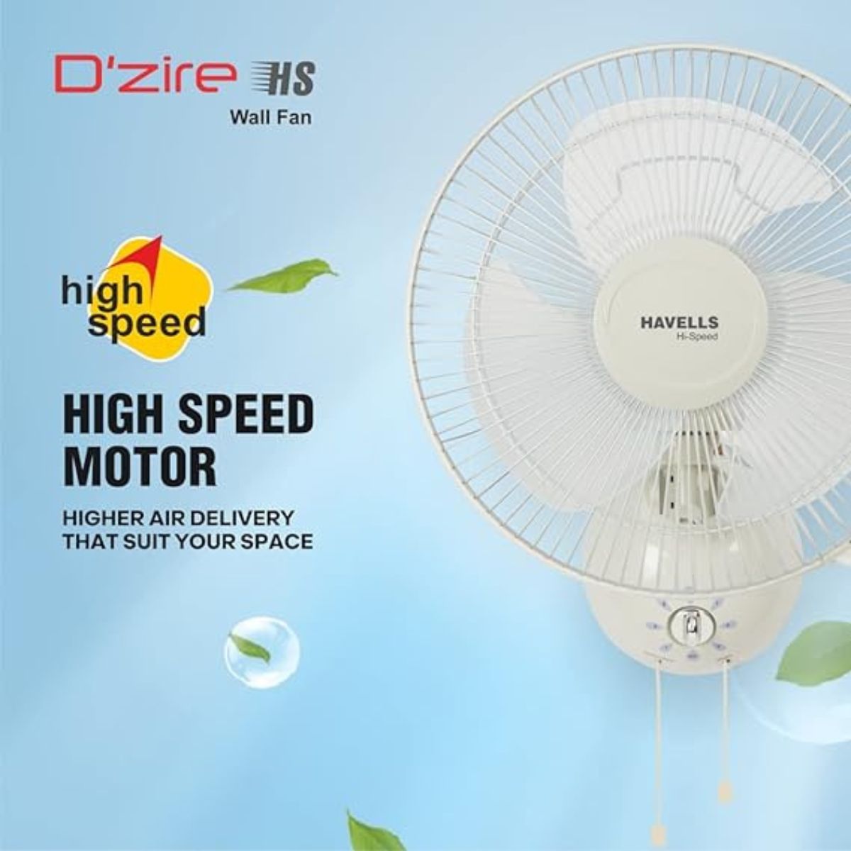 Havells Dzire High Speed 300mm Wall Fan (Light Grey)