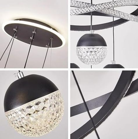 Modern Black LED Twisted Curl Pendant Ball Lights