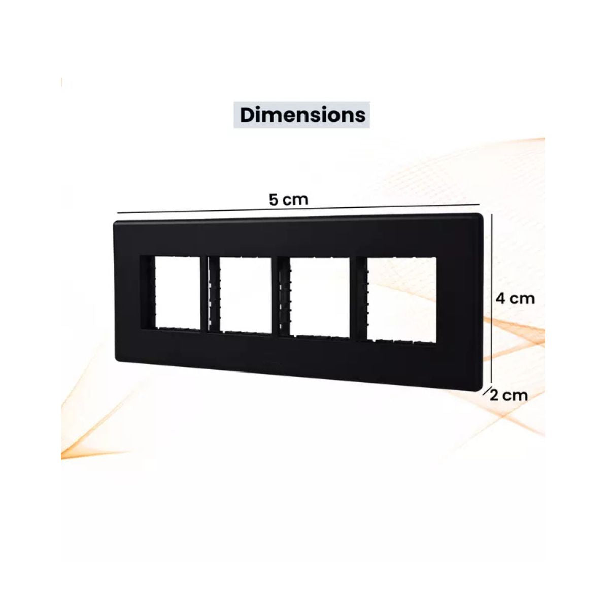 Havells Plastic Surround Grid Plate | 8 Module | Velvet Black Finish | Switch Panel