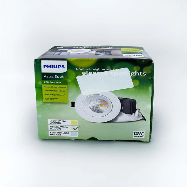 Philips 12W Astraspot LED Light | Natural White | Round Shape | 900 lm