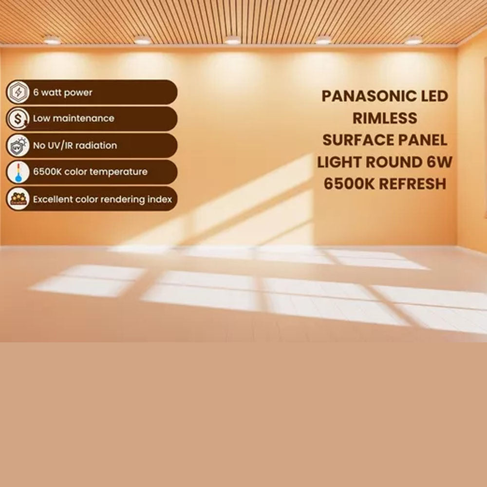 Panasonic LED Rimless Surface Panel Light , Round Shape  6W,  6500K  Dimmable