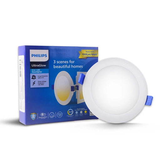 Philips Ultraglow 10W Round 3 In1 LED Panel | 100 lm Output | Recessed Panel