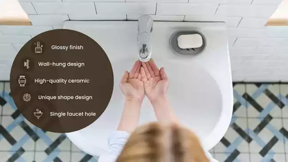 Cera Cornet Snow White Wash Basin With Half Pedestal | Height 510mm