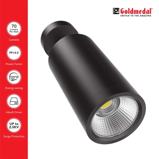 Goldmedal Bibo Black 7W LED Surface Spotlight With Adjustable Base | 70 lm/W