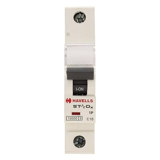 Havells Stadx 10 Amp Single Pole MCB | 240V | Circuit Breaker | Electrical Safety Switch