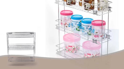 Inox Bottle Pull Out 200-3 Basket | Rust-Free Durable Design | Storage Drawer Basket