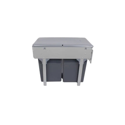 Inox Pull Out Waste Bin Plastic Double with Telescopic Sliders