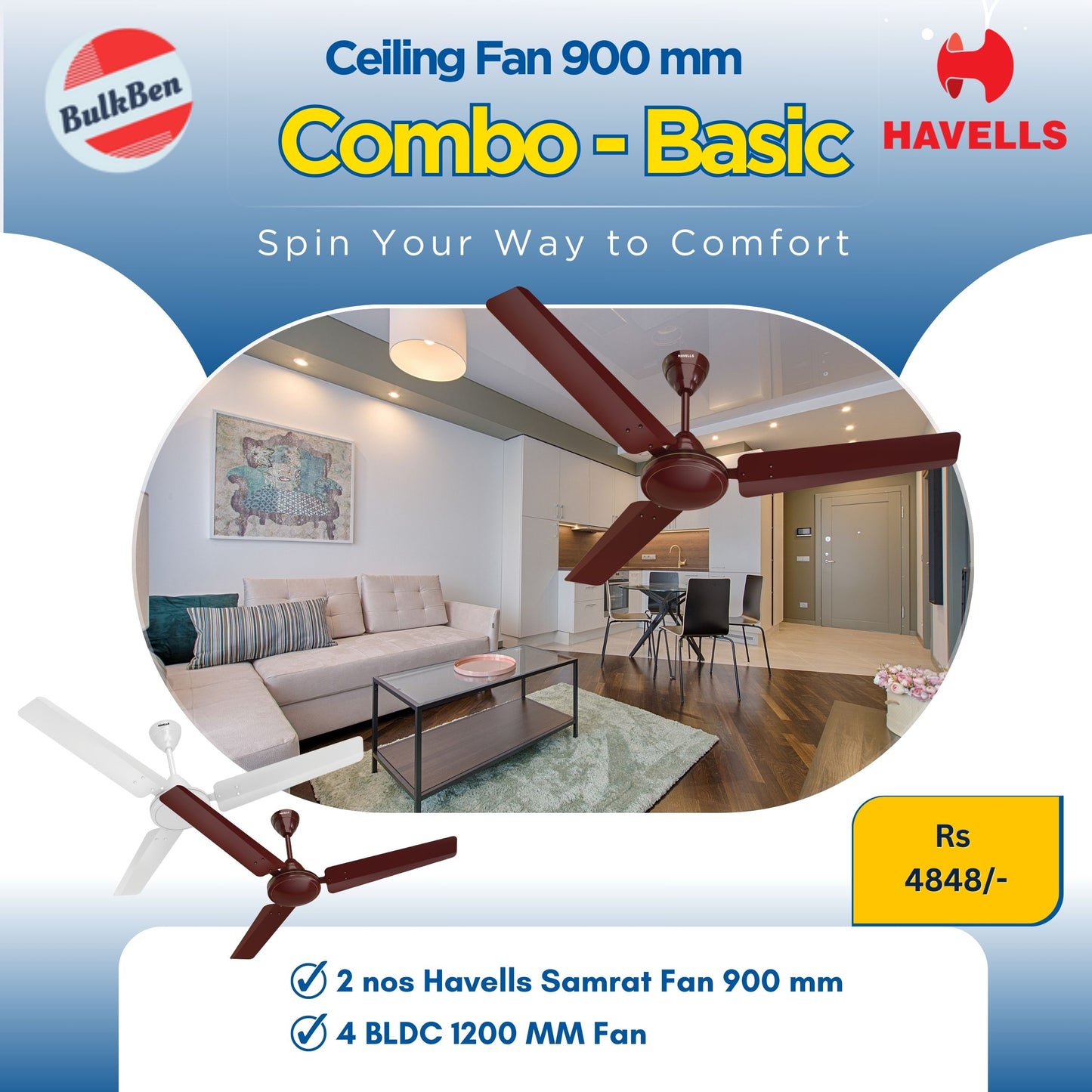 Ceiling Fan 900 mm Combo-Basic