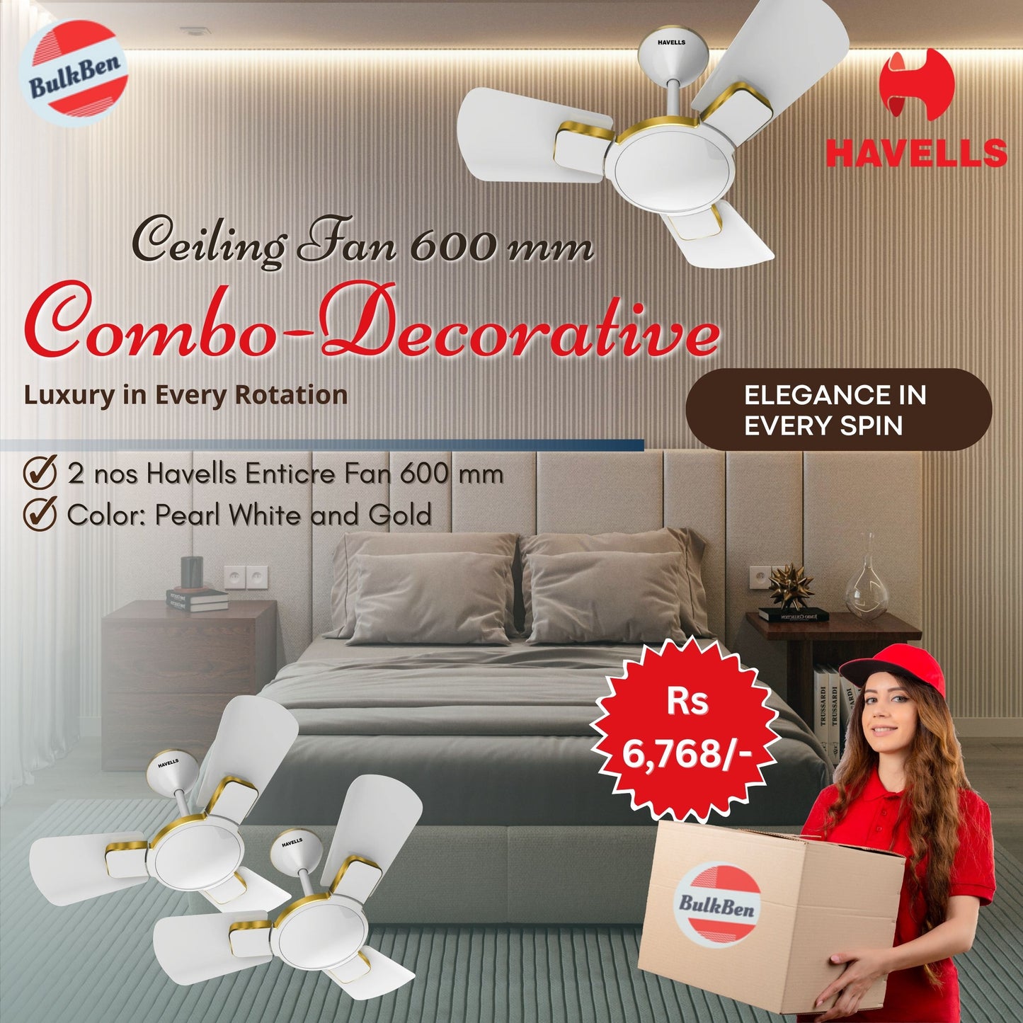 Ceiling Fan 600 MM Combo-Decorative