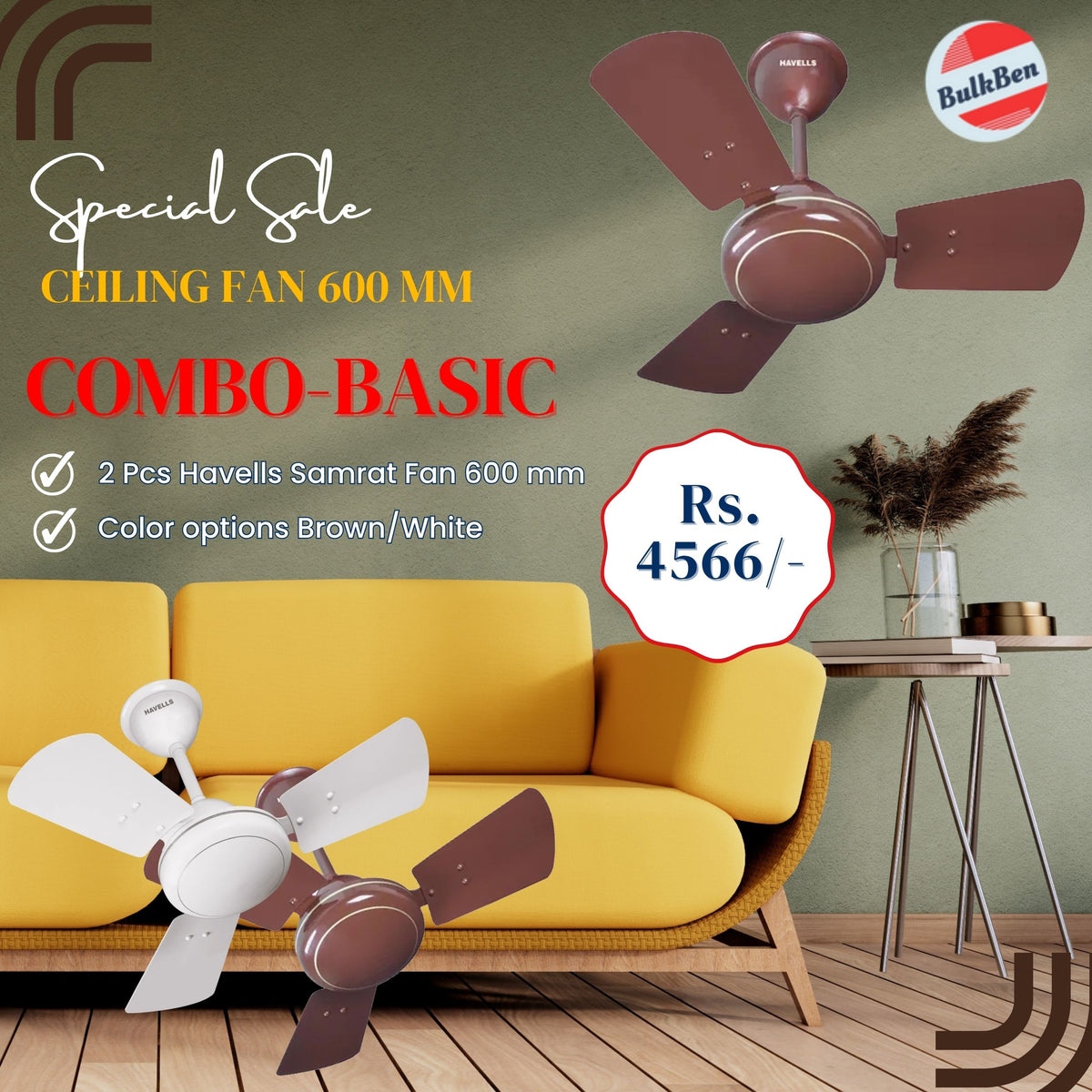 Ceiling Fan Basic Ceiling Fan 600 mm Combo-Basic – BulkBen