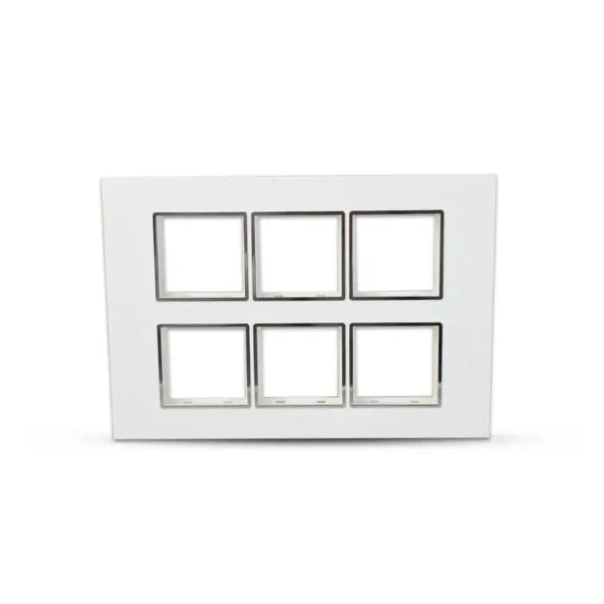 Anchor 12 Module Horizontal Plate With Chrome Collar | White | Cover Plate