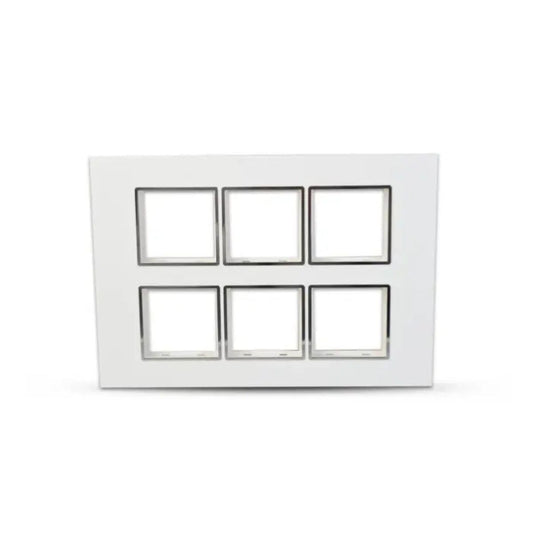 Anchor 12 Module Horizontal Plate With Chrome Collar | White | Cover Plate
