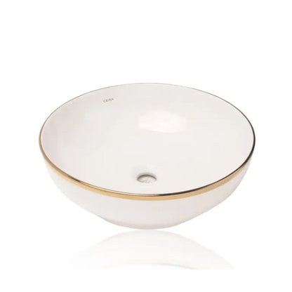 Cera Coyal Glitz Table Top French Gold Wash Basin | Thin Rim Table Top Basin