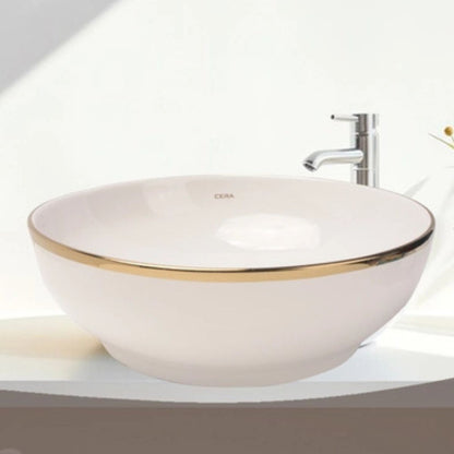 Cera Coyal Glitz Table Top French Gold Wash Basin | Thin Rim Table Top Basin