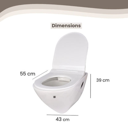 Cera Clapper Wall Hung Toilet With Cover | Soft Close Seat Cover | Straight Line Design