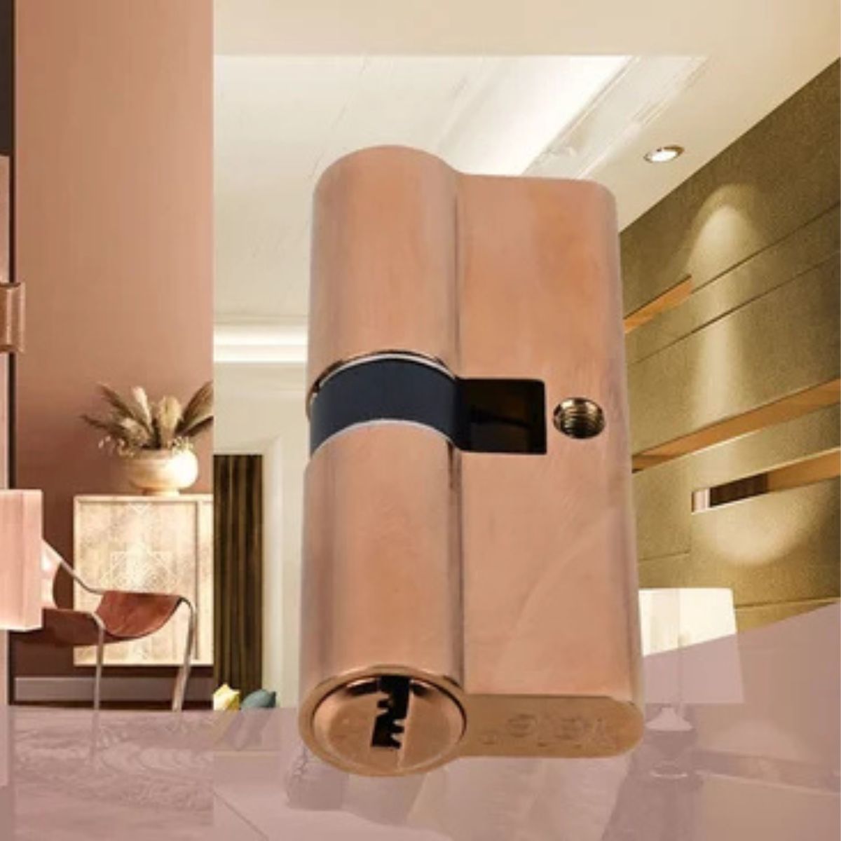 YALE Yale 70mm Key And Knob Cylinder | RG Finish | Dimpled Key | Both-Side Keys