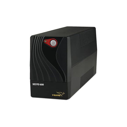 V-Guard Sesto 600 UPS for Power Backup & Protection | Capacity 600VA/300W | Working Range 140-300 VAC (Black)