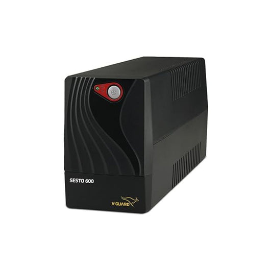 V-Guard Sesto 600 UPS for Power Backup & Protection | Capacity 600VA/300W | Working Range 140-300 VAC (Black)