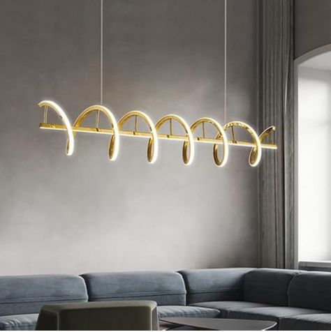 CITRA 1000MM Glossy Gold LED Pendant Chandelier Twisty Curl Lights Dining Room Lamp - Warm White