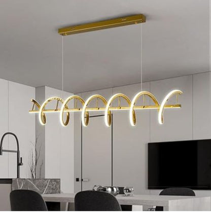 CITRA 1000MM Glossy Gold LED Pendant Chandelier Twisty Curl Lights Dining Room Lamp - Warm White