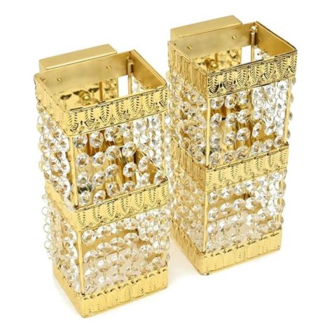 Chandeliers Wall Hanging Set of 2 Gold Plated Crystal Decor