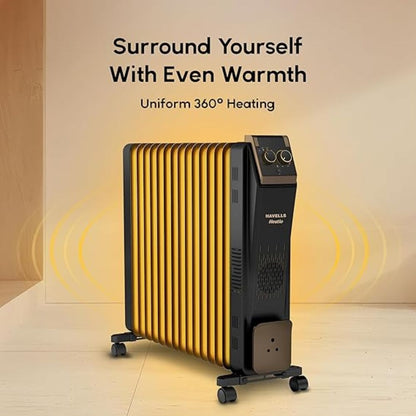 Havells 15 Fin Oil Filled Room Heater (OFR) | Advanced New U-Tech Fast Heating Fins | 2900W