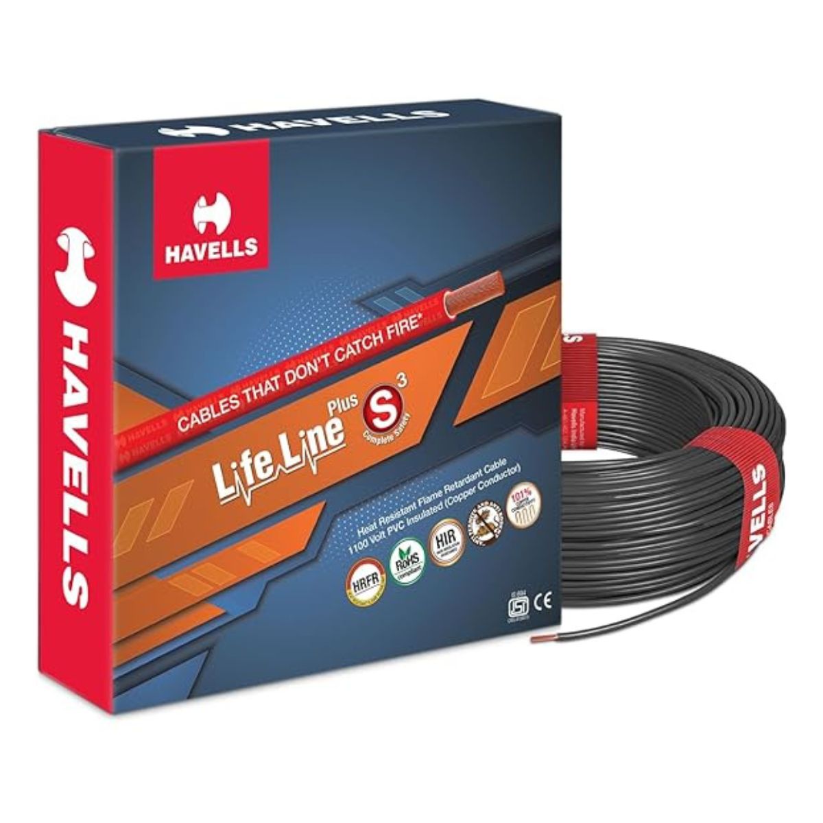 Havells FR SC 1.5 Sqmm Extra Flexible Black 20 Amp Wire | Length 180 meter