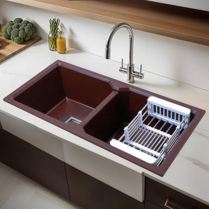 Ruhe Quartz Double Bowl 37x18x9 Inches Kitchen Sink