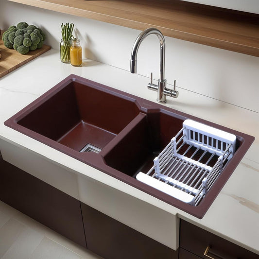 Ruhe Quartz Double Bowl 37x18x9 Inches Kitchen Sink