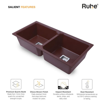 Ruhe Quartz Double Bowl 37x18x9 Inches Kitchen Sink