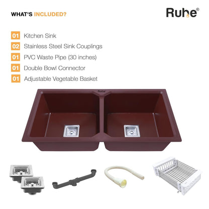 Ruhe Quartz Double Bowl 37x18x9 Inches Kitchen Sink