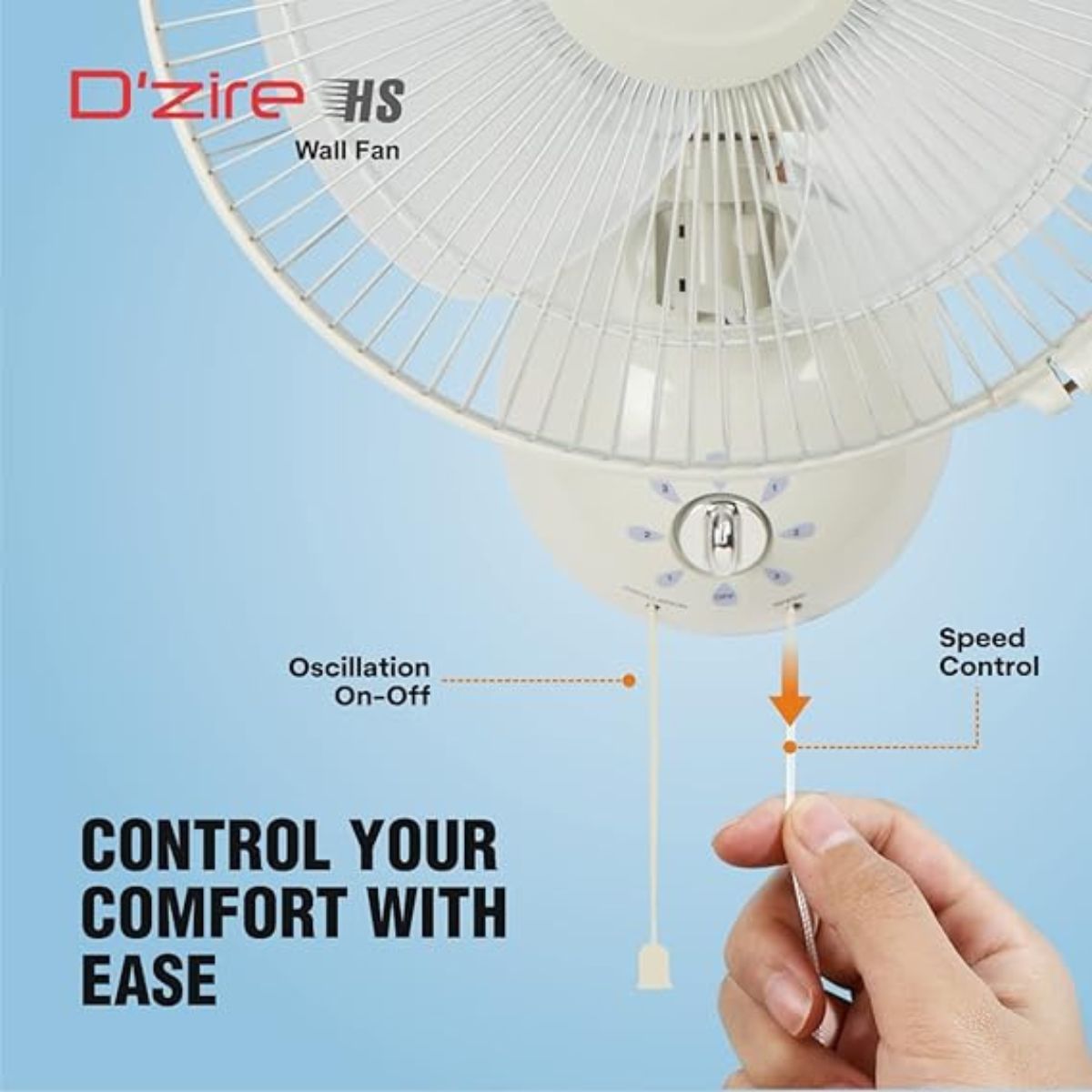 Havells Dzire High Speed 300mm Wall Fan (Light Grey)