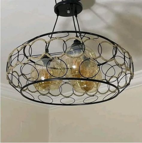 Modern Black Wire Chandelier (Aluminum, Black And Beige)