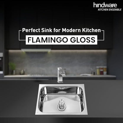Hindware Kitchen Sink 24"x20"x8"| 304 Grade Stainless Steel | Pressed Single Bowl Sink