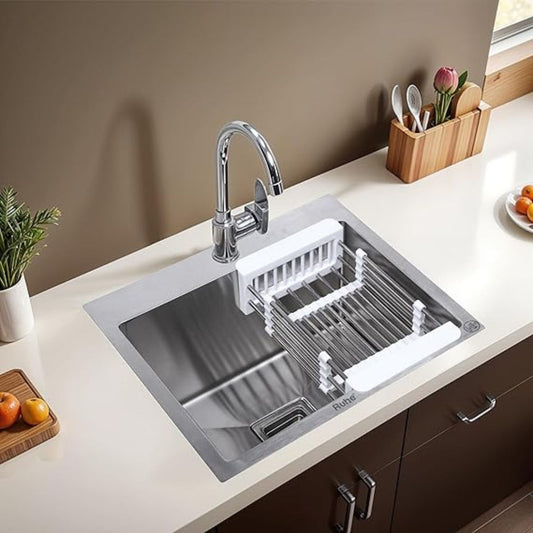 Ruhe 304 Grade Single Bowl with Tap Hole Kitchen Sink | 18 x 16 x 10 inches Stainless Steel