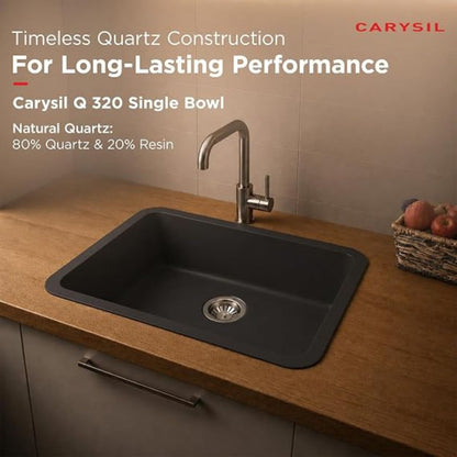 Carysil Q 320 GRANDE Quartz Kitchen Sink 24 x 18 x 8 inches, Single Bowl