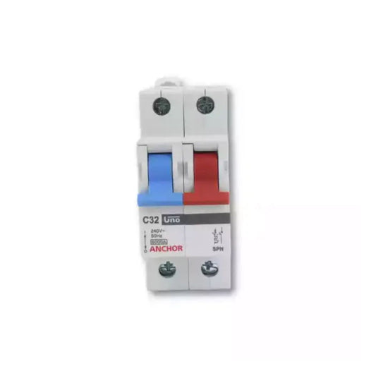 Anchor Uno 32 Amp SPN MCB | Rated 240V | Short-Circuit Protection | Thermal-Magnetic