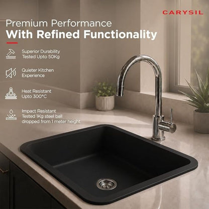 Carysil Q 320 GRANDE Quartz Kitchen Sink 24 x 18 x 8 inches, Single Bowl