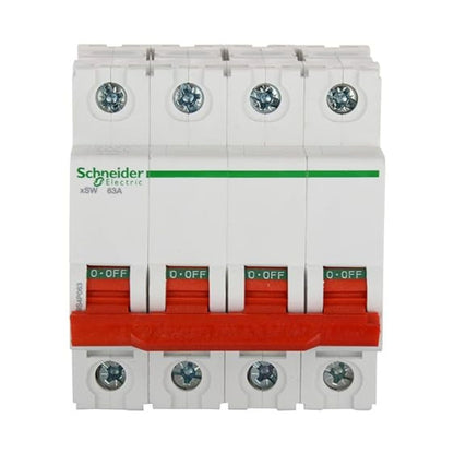 Schneider Electric Acti 9 63-A 4-Pole Polycarbonate MCB Isolator (White), Standard, (FE_A9S4P063)