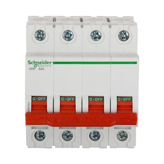 Schneider Electric Acti 9 63-A 4-Pole Polycarbonate MCB Isolator (White), Standard, (FE_A9S4P063)