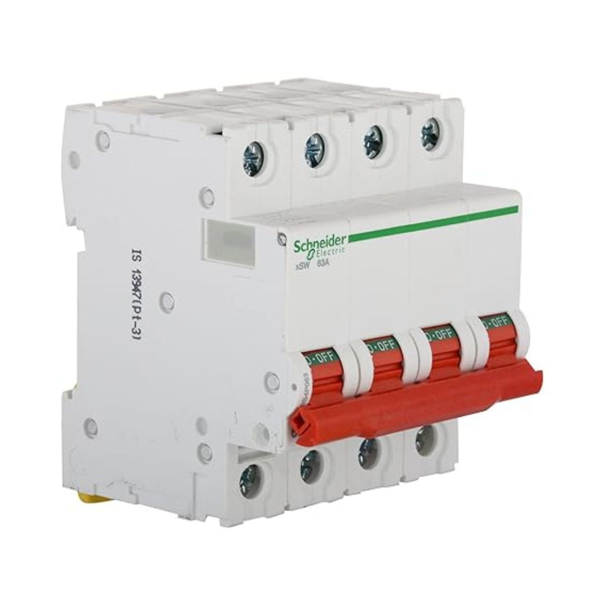 Schneider Electric Acti 9 63-A 4-Pole Polycarbonate MCB Isolator (White), Standard, (FE_A9S4P063)