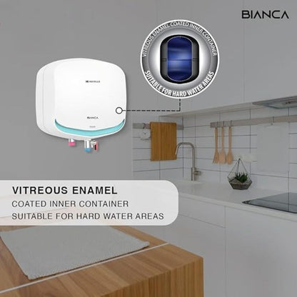Havells Bianca Storage Water Heater , 15L , White And Blue Colour , 2000W | Whirl Flow Technology