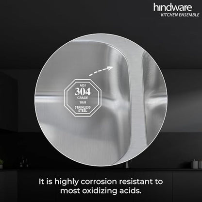 Hindware Kitchen Sink 37"x18"x8"| 304 Grade Stainless Steel | Pressed Double Bowl Sink