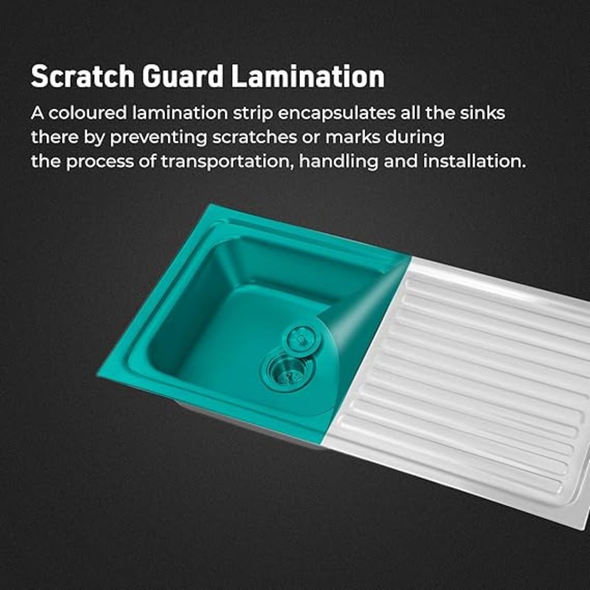 Hindware Kitchen Sink 36"x20"x8"| 304 Grade Stainless Steel | Pressed Single Bowl Sink | Single Drain Board with Waste Coupling