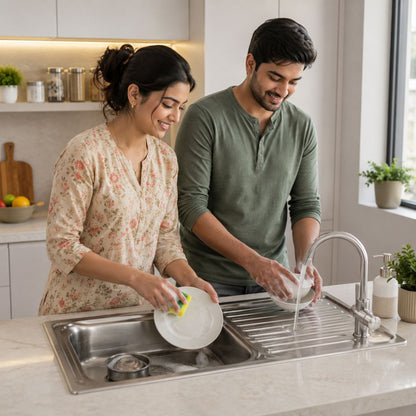 Hindware Kitchen Sink 36"x20"x8"| 304 Grade Stainless Steel | Pressed Single Bowl Sink | Single Drain Board with Waste Coupling
