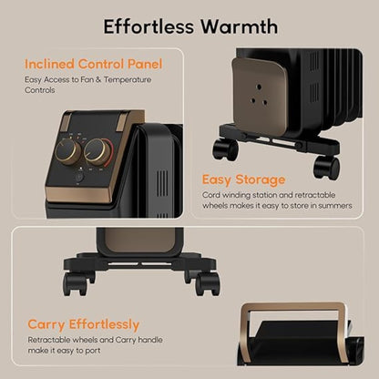 Havells 9 Fin Hestio Straight Fin OFR (Oil Filled Radiator)|Room Heater|2400 W|3 Heat Settings & PTC Fan Heater|Inclined Control Panel