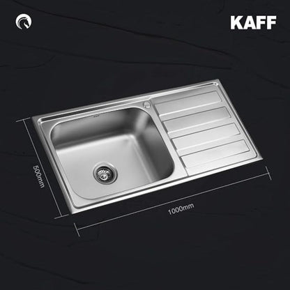 KAFF KSD 10 SBD Single Bowl with Drain Board Stainless Steel Sink